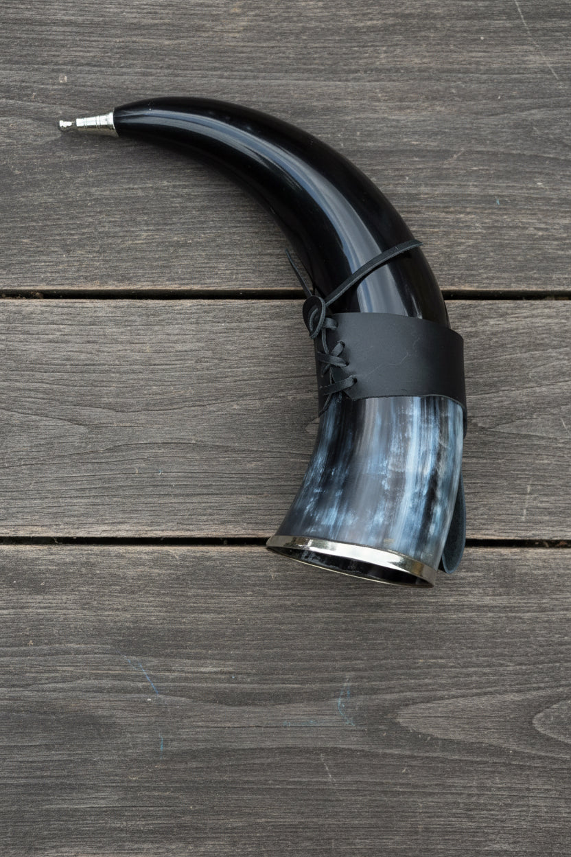 Viking Drinking Horn with Leather Wrap