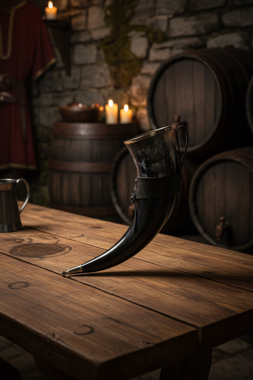 Viking Drinking Horn with Leather Wrap