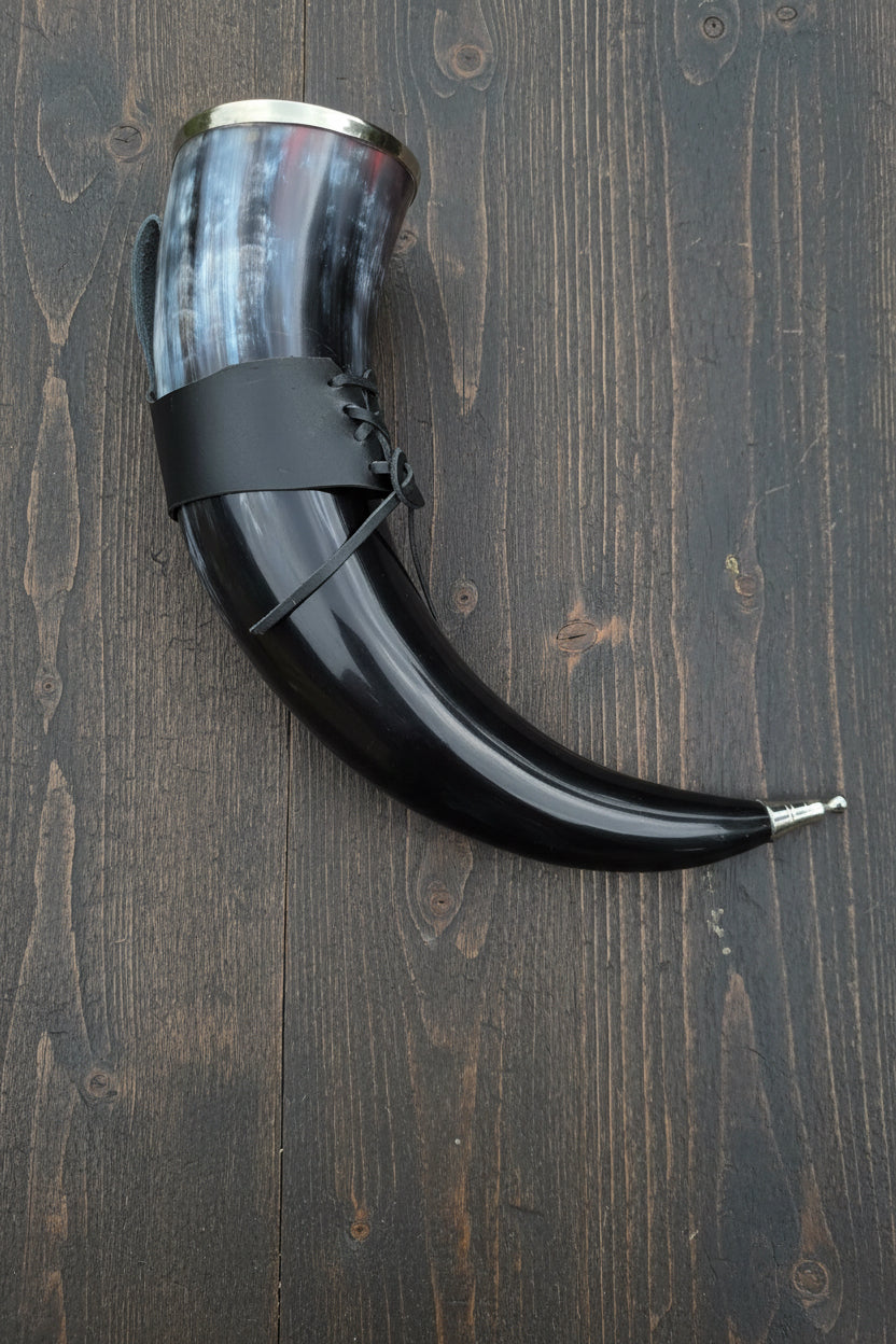 Viking Drinking Horn with Leather Wrap