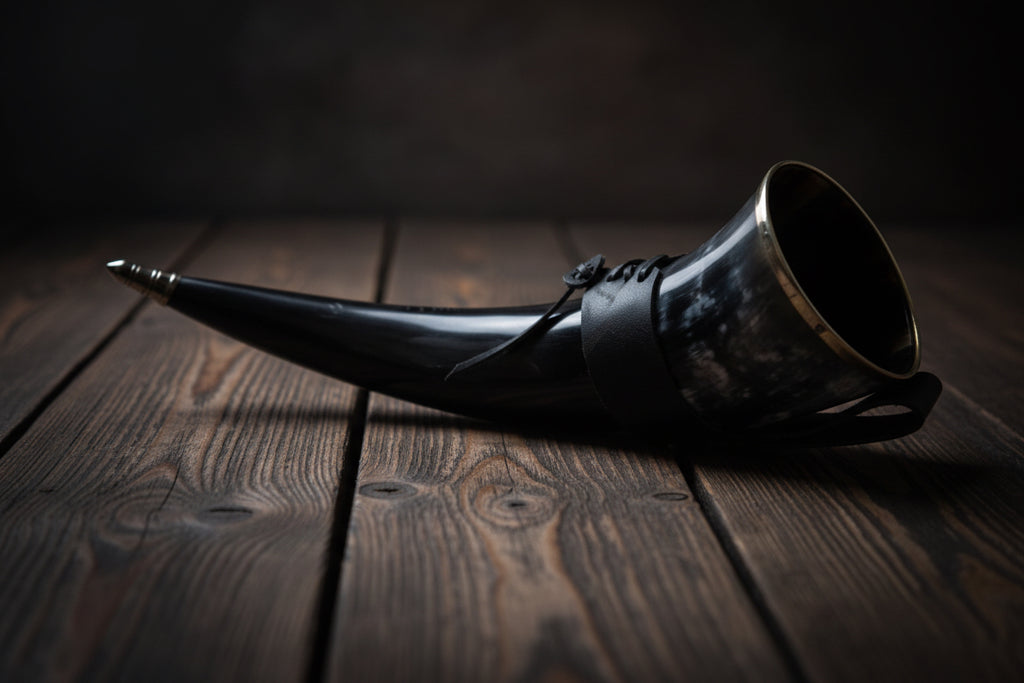 Viking Drinking Horn with Leather Wrap